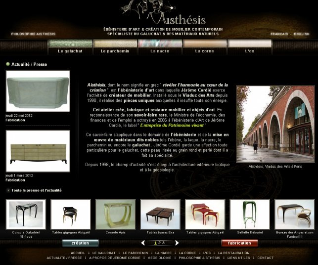 Page d'accueil du site Aisthésis