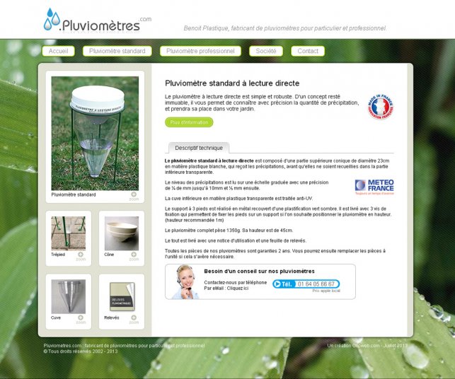 Graphisme de la page d'accueil du site Pluviomètres.