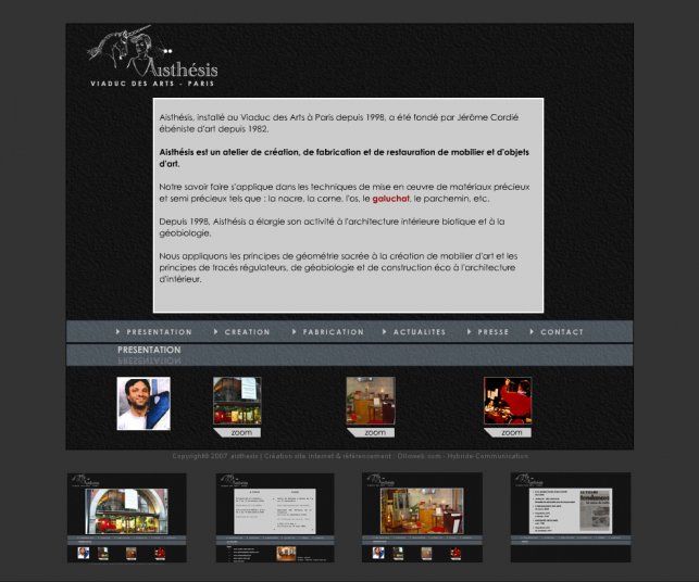 Première version du site Aisthésis