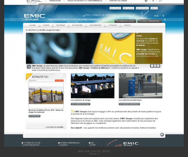 Conception graphique du menu pour l'harmonisation du site Emic.fr