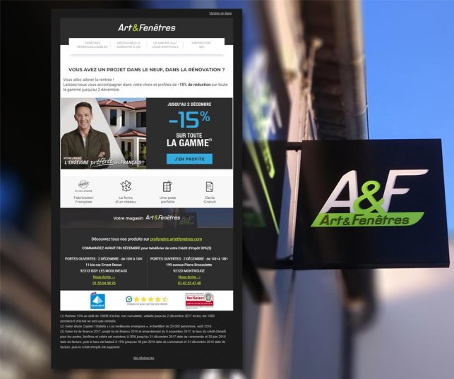 Création d'un emailing pour l'entreprise Art & Fenêtre