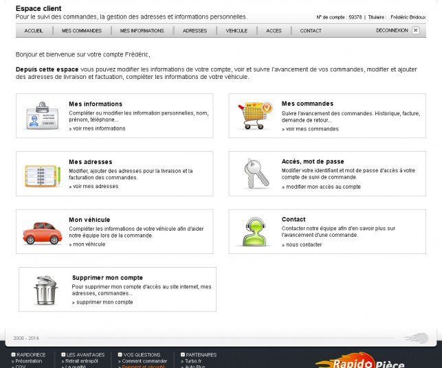 Conception de l'espace client du site e-commerce