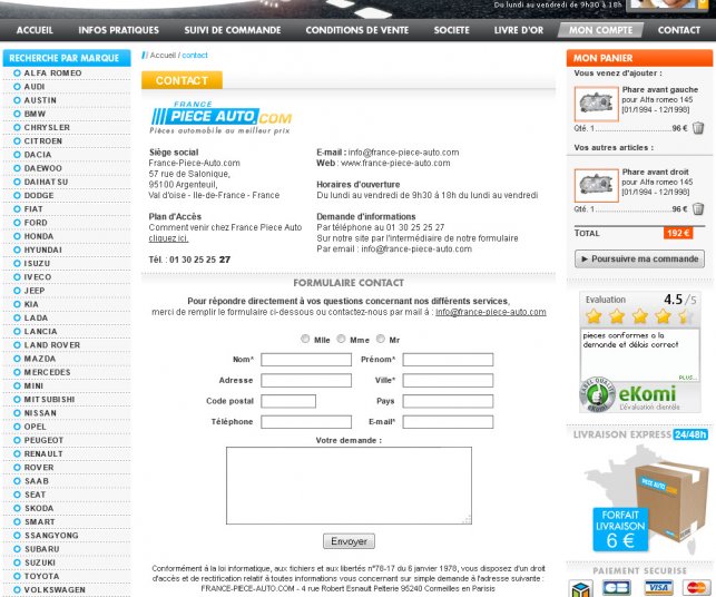 Création graphique de la page formulaire du site automobile