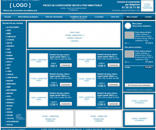 Création d'une maquette pour site automobile