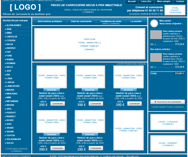Création d'une maquette pour site internet d'automobile