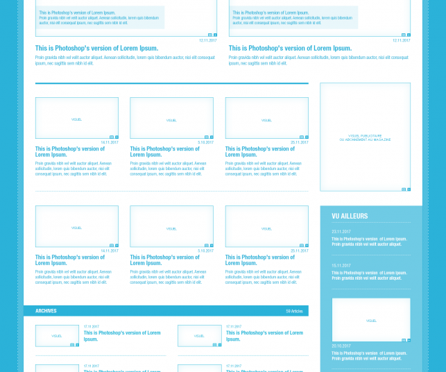 Proposition de maquette de la page rubrique du site GF Mag