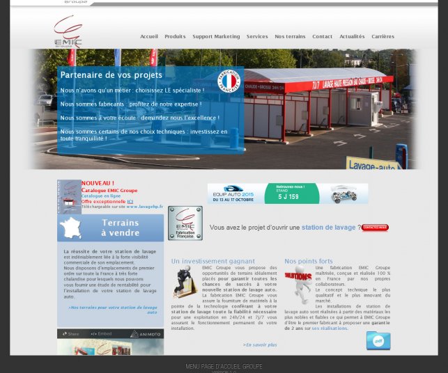Conception graphique du menu pour l'harmonisation du site Emic Lavage.fr