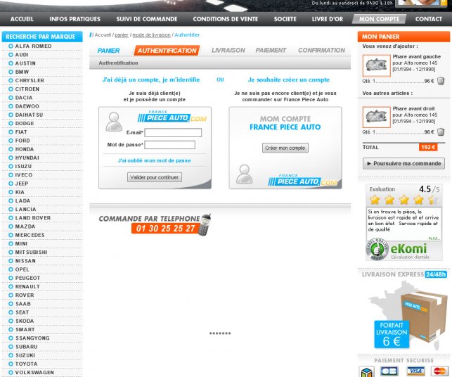 Création graphique de la page identité du site automobile