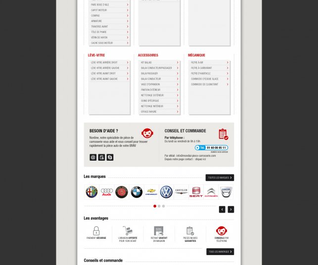 Conception graphique de la page des catégories