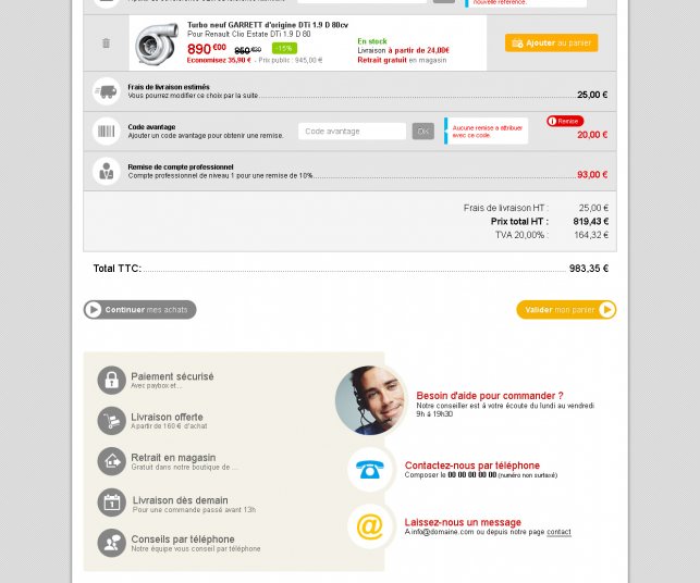 Graphisme du modèle de la page panier