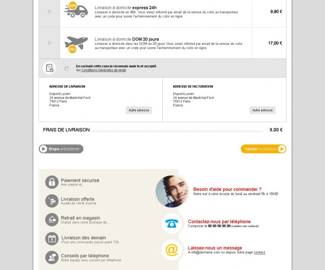 Graphisme du modèle de la page livraison