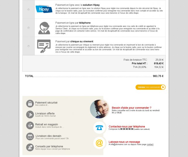 Graphisme du modèle de la page paiement