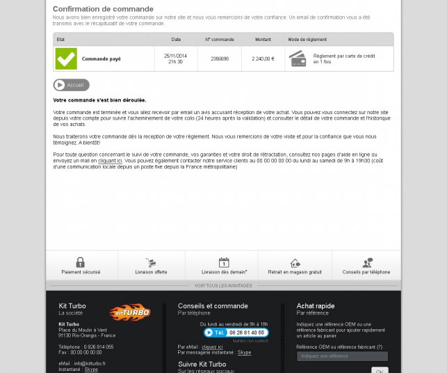 Graphisme du modèle de la page confirmation