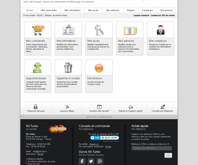 Graphisme du modèle de la page compte