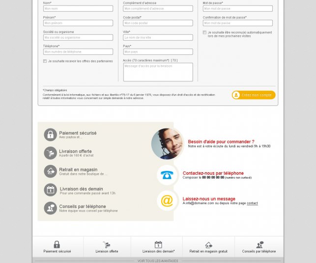 Graphisme du modèle de la page compte création