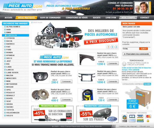 Création graphique de la page d'accueil du site auto