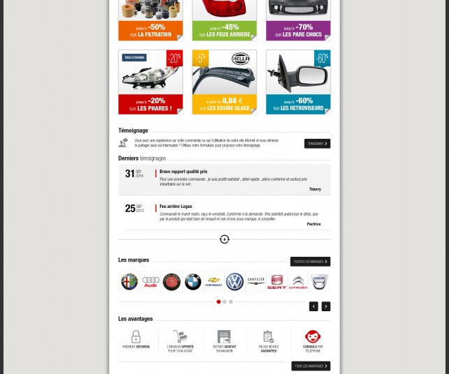 Page d'accueil du site Mondia Piece Carrosserie