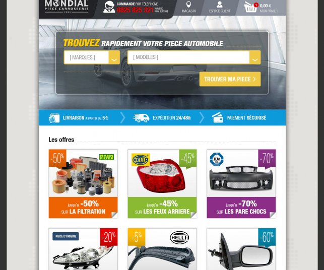 Détail de la conception graphique du haut de page