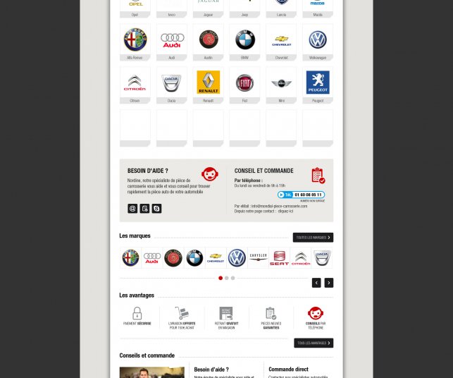 Conception graphique de la page des marques