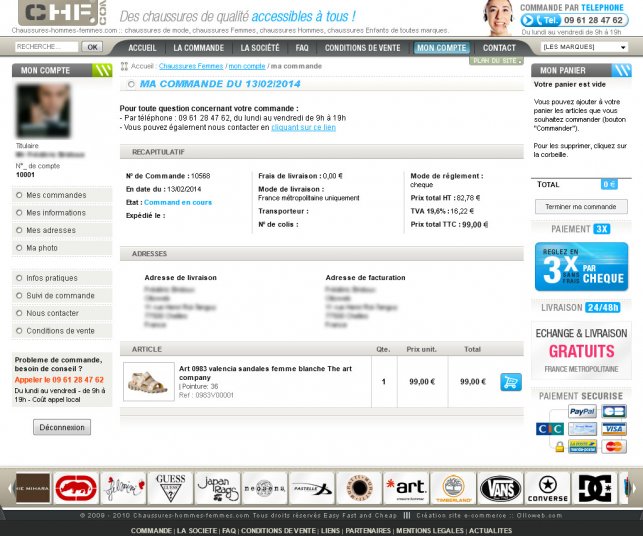 Espace de compte client.