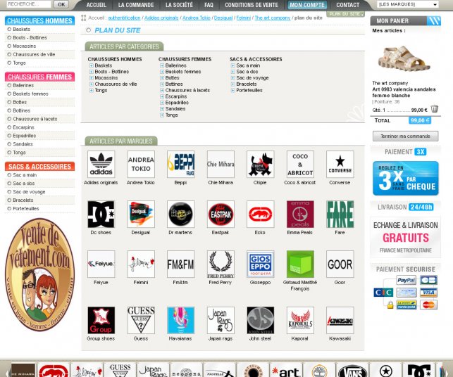 Pages des marques de chaussure.