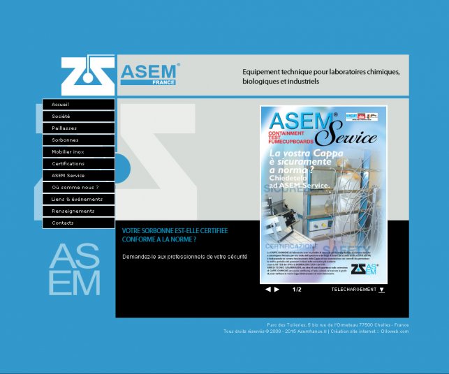 Page sur les produits de l'entreprise Asem