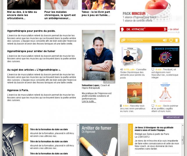 Création graphique de la page d'accueil sur l'hypnose