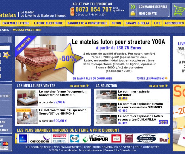 Création graphique pour un site de literie