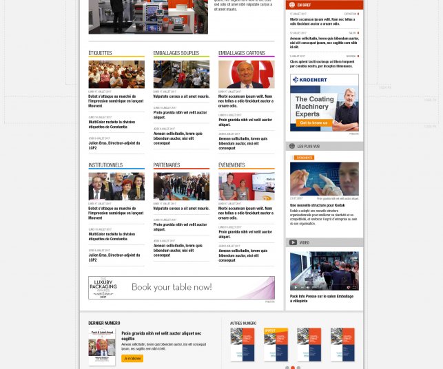 Conception graphique de la page d'accueil