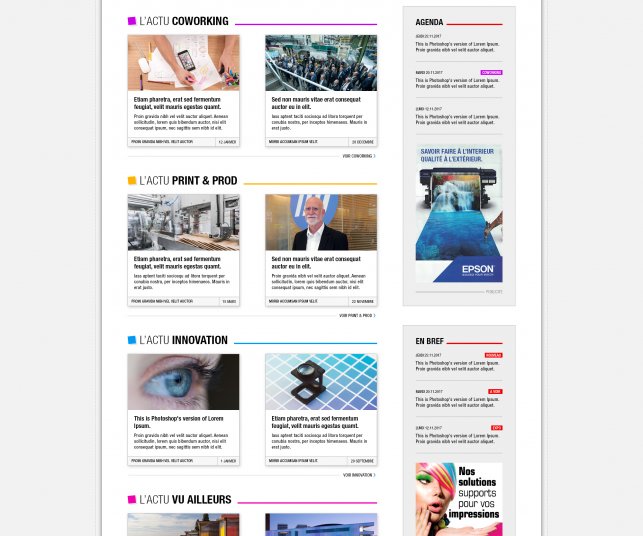 Conception graphique de la page d'accueil en version bureau