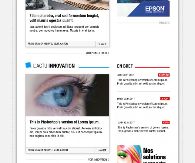 Déclinaison graphique de la page d'accueil en version tablette