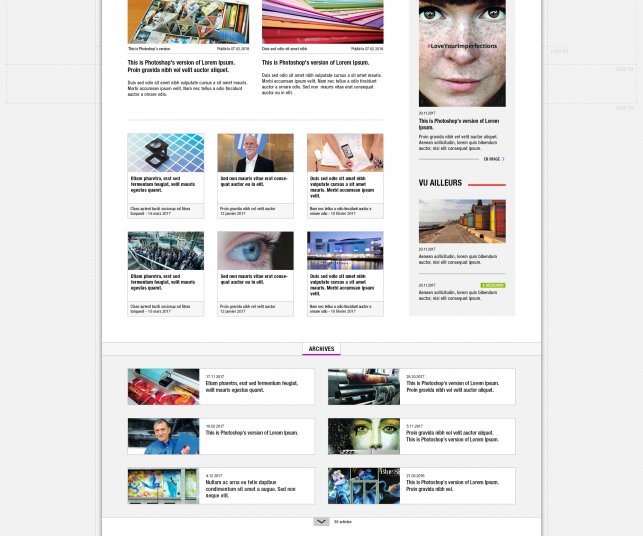 Conception graphique du modèle des pages des rubriques