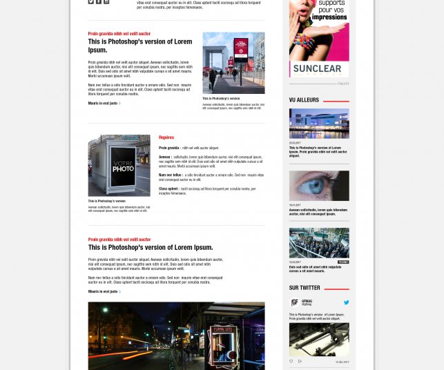 Conception graphique du modèle des pages des articles