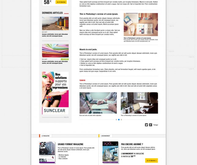 Conception graphique du modèle des pages de présentation