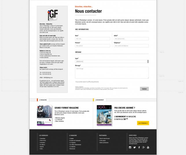 Conception graphique du modèle de la page contact