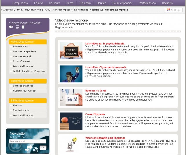 Détail de la page vidéothèque