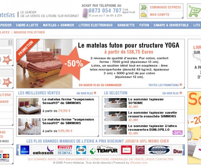 Proposition gaphique du site de literie.