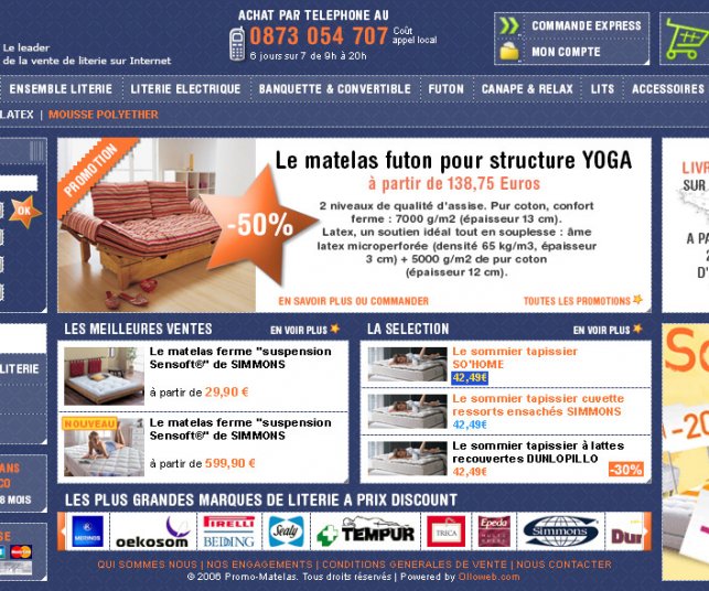 Proposition gaphique pour un site de literie.