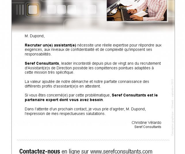 Création graphique d'emailing de secrétaire.
