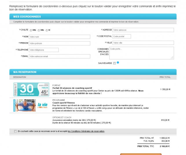 Formulaire de réservation