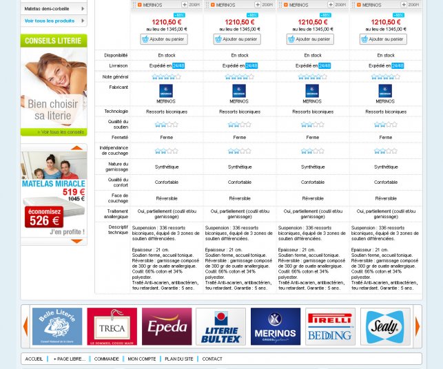 Création graphique de la page de comparaison.