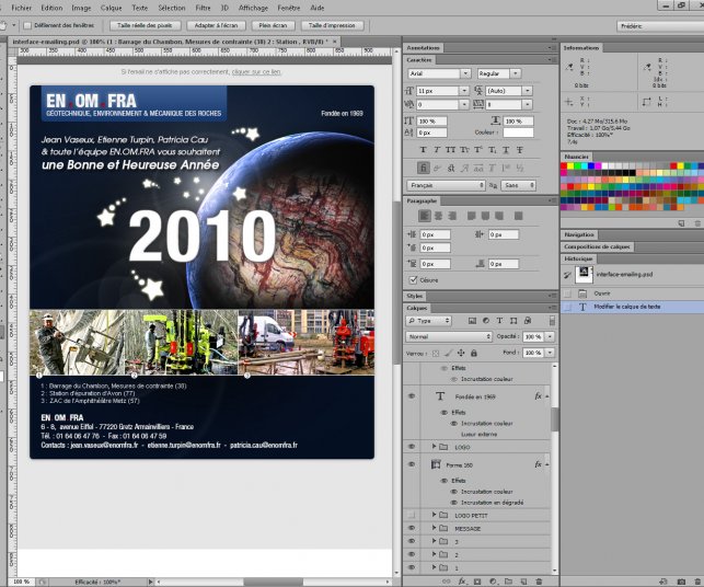 Version de l'emilaing depuis Photoshop