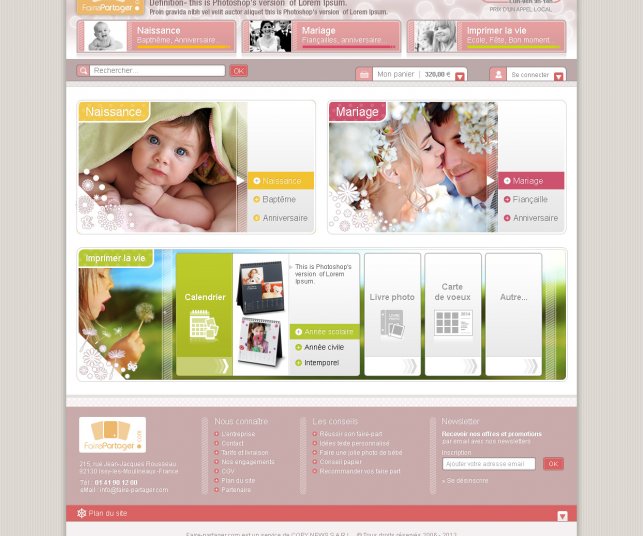 Interface graphique de la page d'accueil