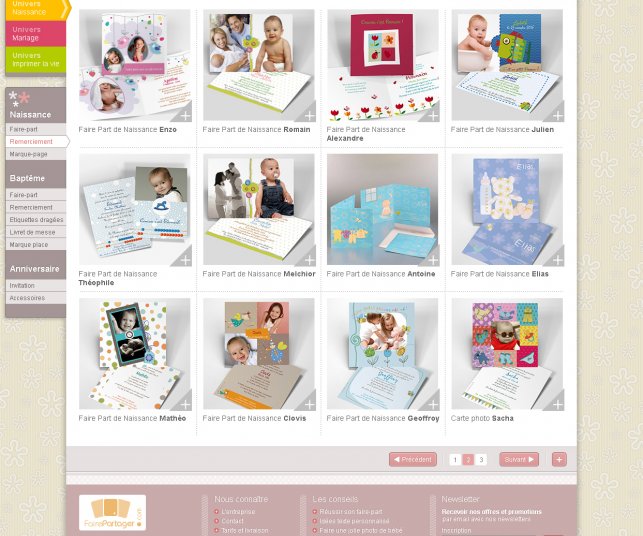 Graphisme de la page catégorie.