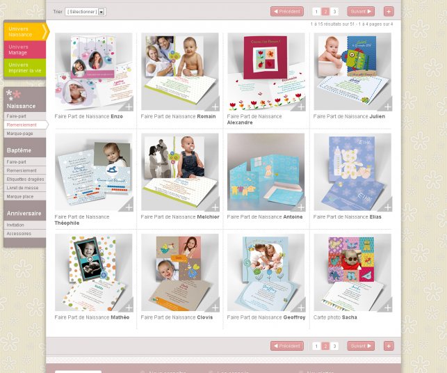 Graphisme de la page catégorie et filtre.