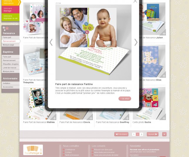 Graphisme de la page catégorie et zoom.