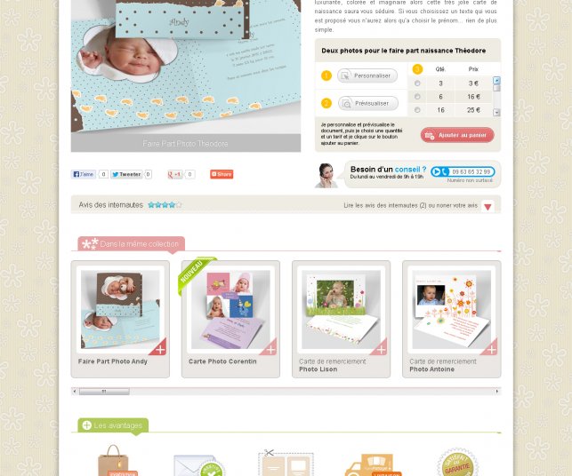 Graphisme de la page produit.