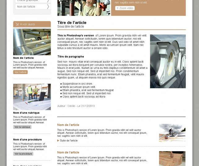 Graphisme de page article de site internet