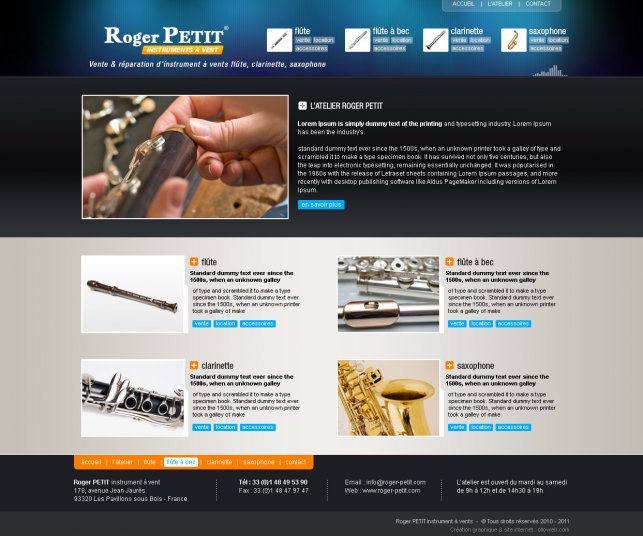 Interface graphique de la page d'accueil.