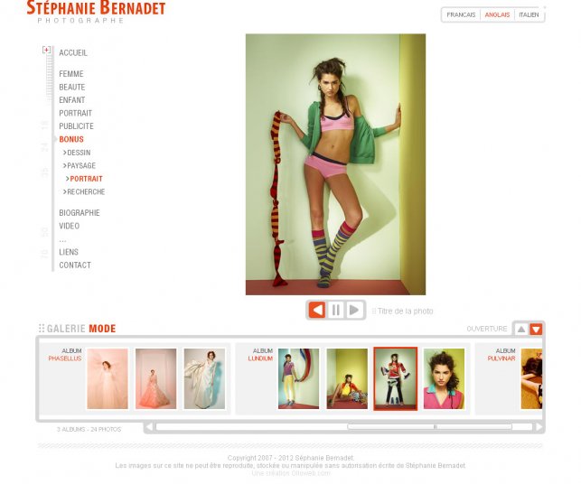 Graphisme de la page galerie du site de la photographe